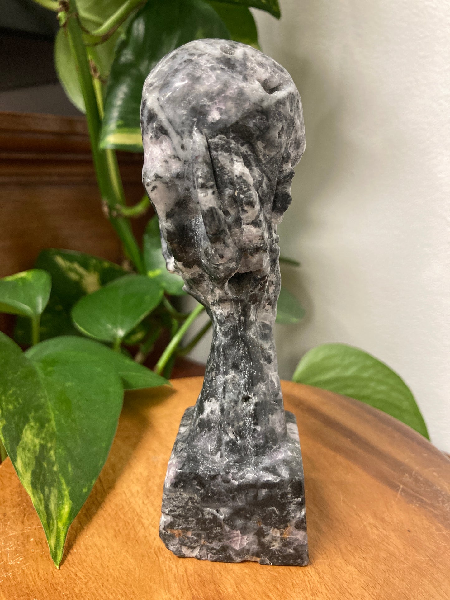 Amethyst in Matrix Skull in Hand B