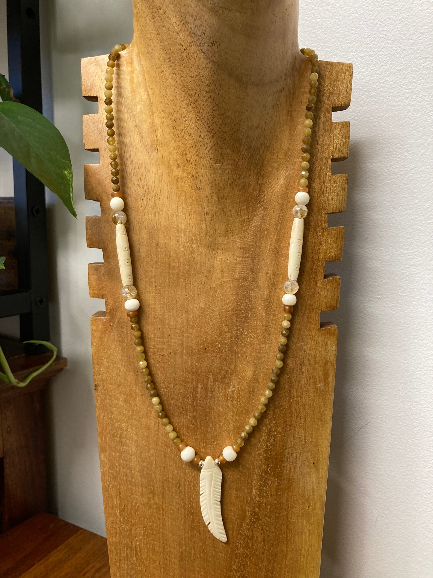 Buffalo Bone Feather Necklace
