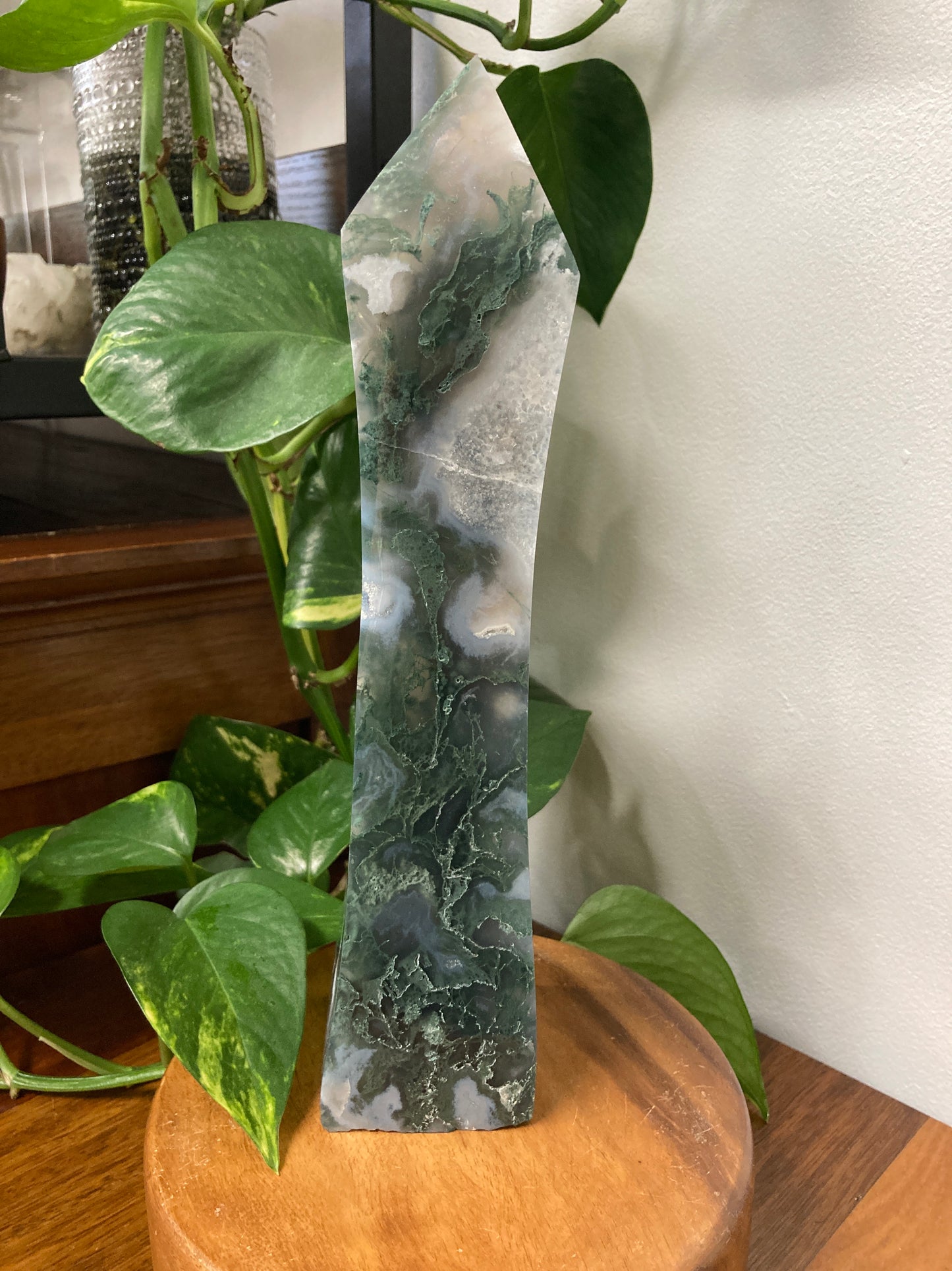Moss Agate Obelisk