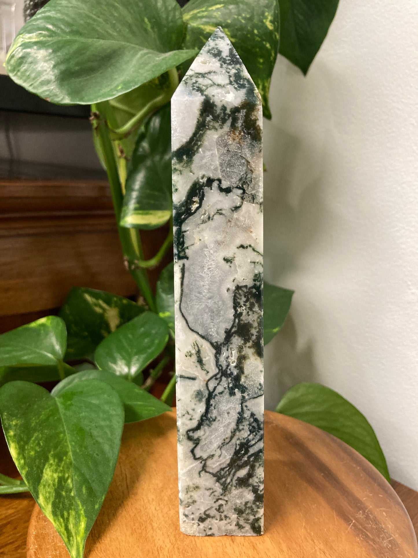 Moss Agate Obelisk