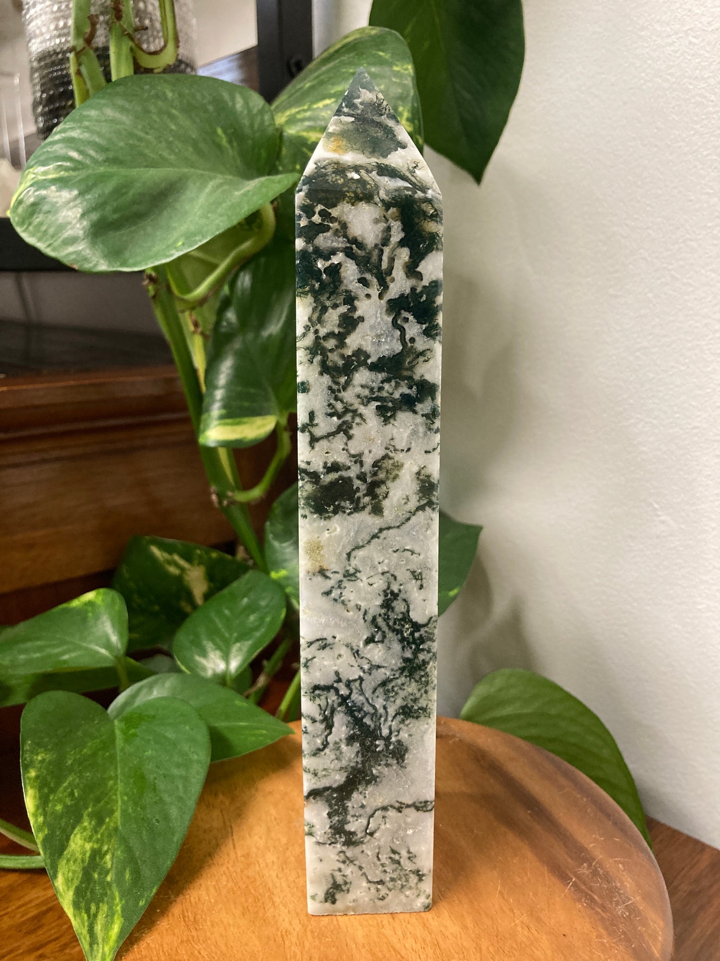 Moss Agate Obelisk