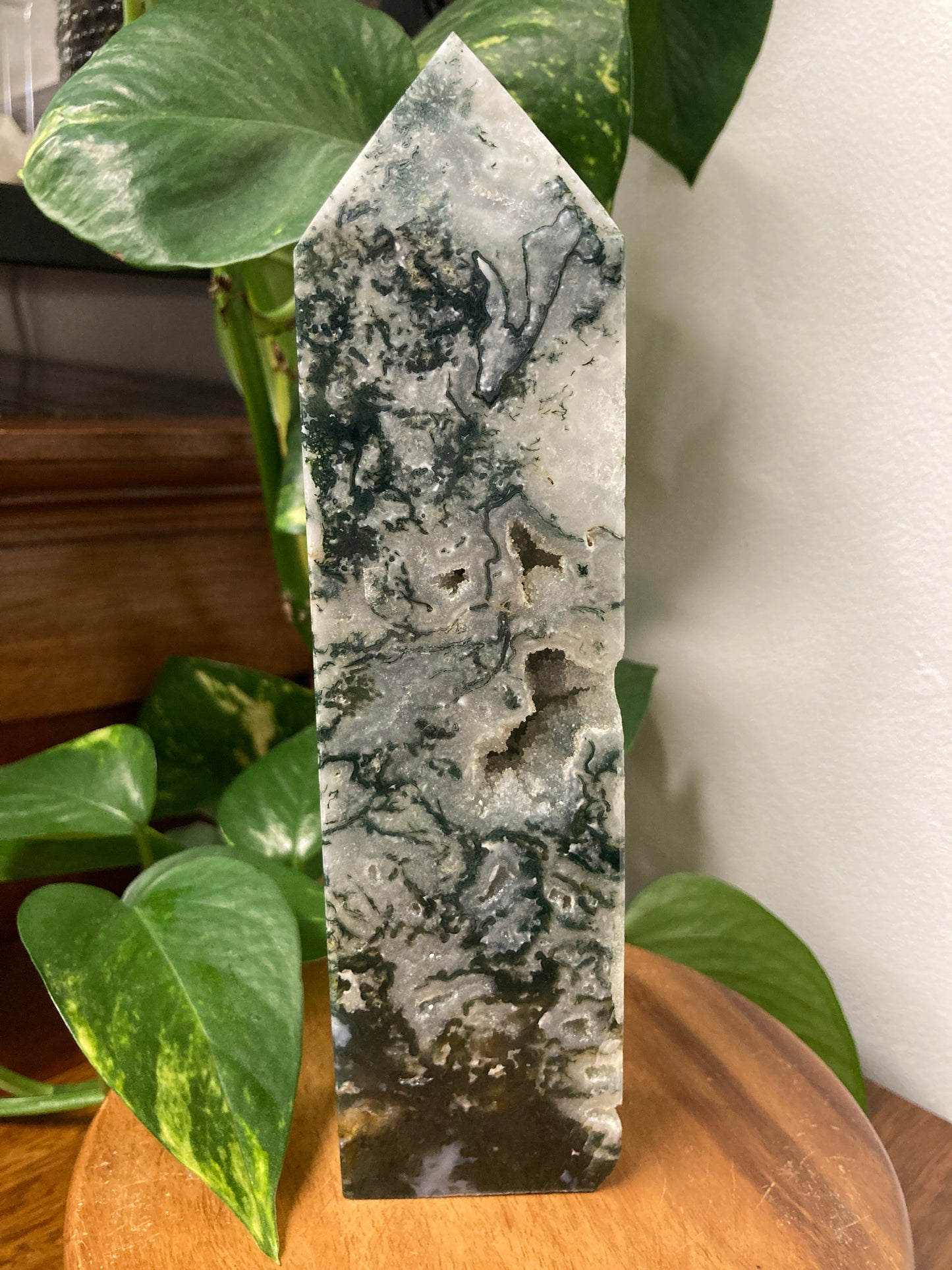 Moss Agate Obelisk A