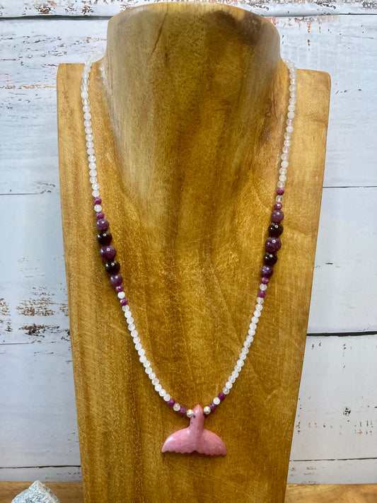 Rhodonite Whales Tail Necklace