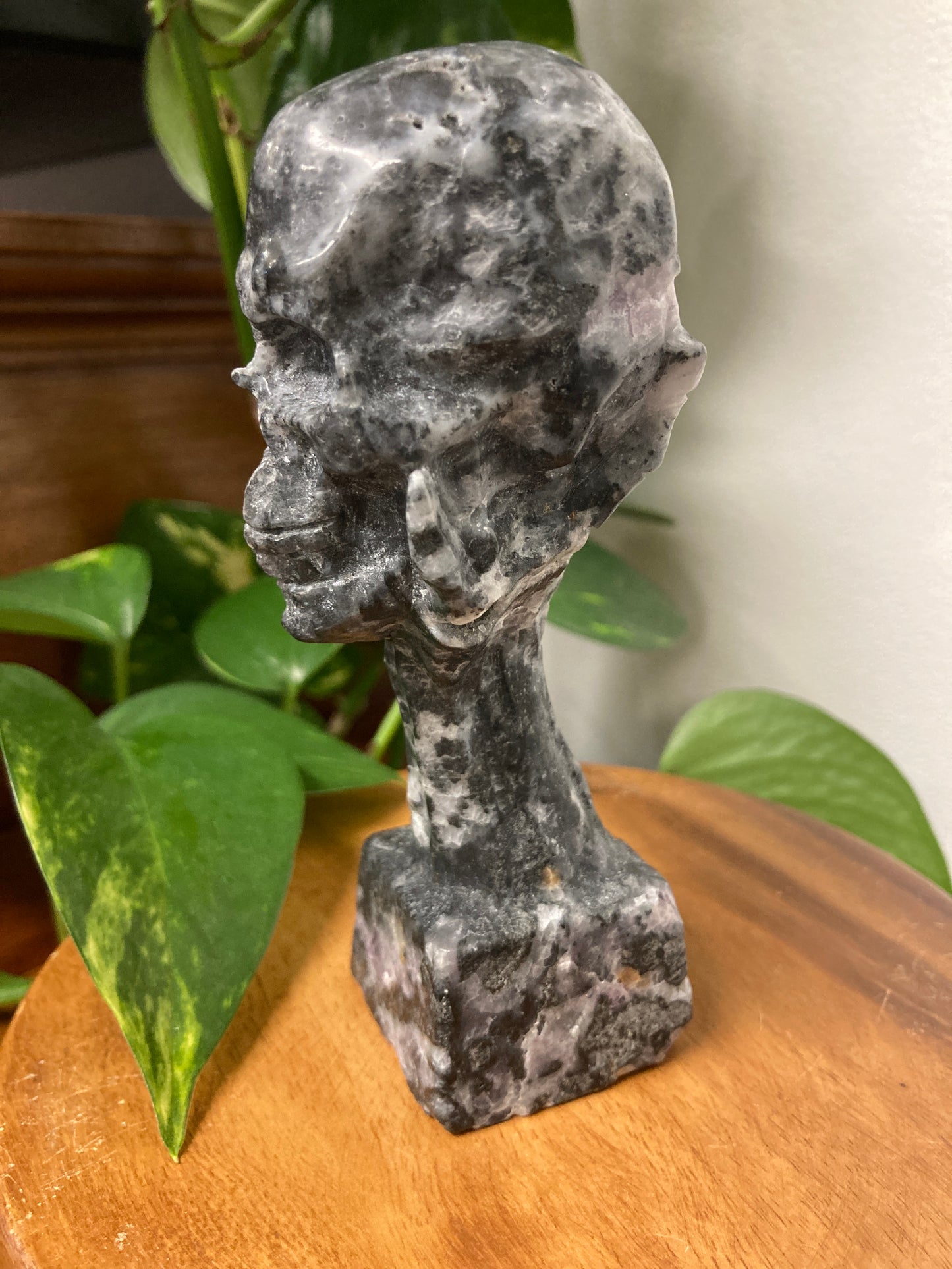 Amethyst in Matrix Skull in Hand B