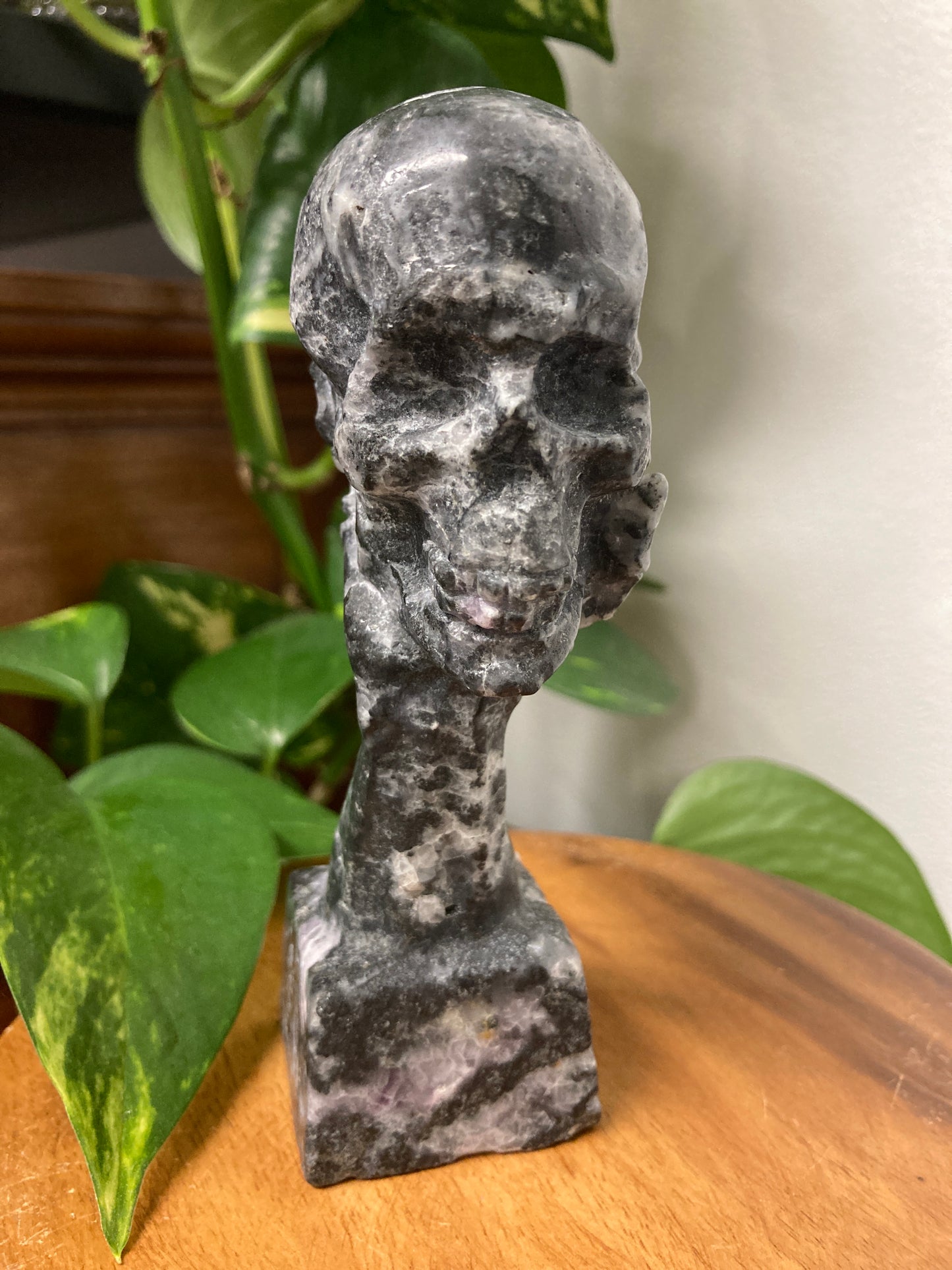 Amethyst in Matrix Skull in Hand B