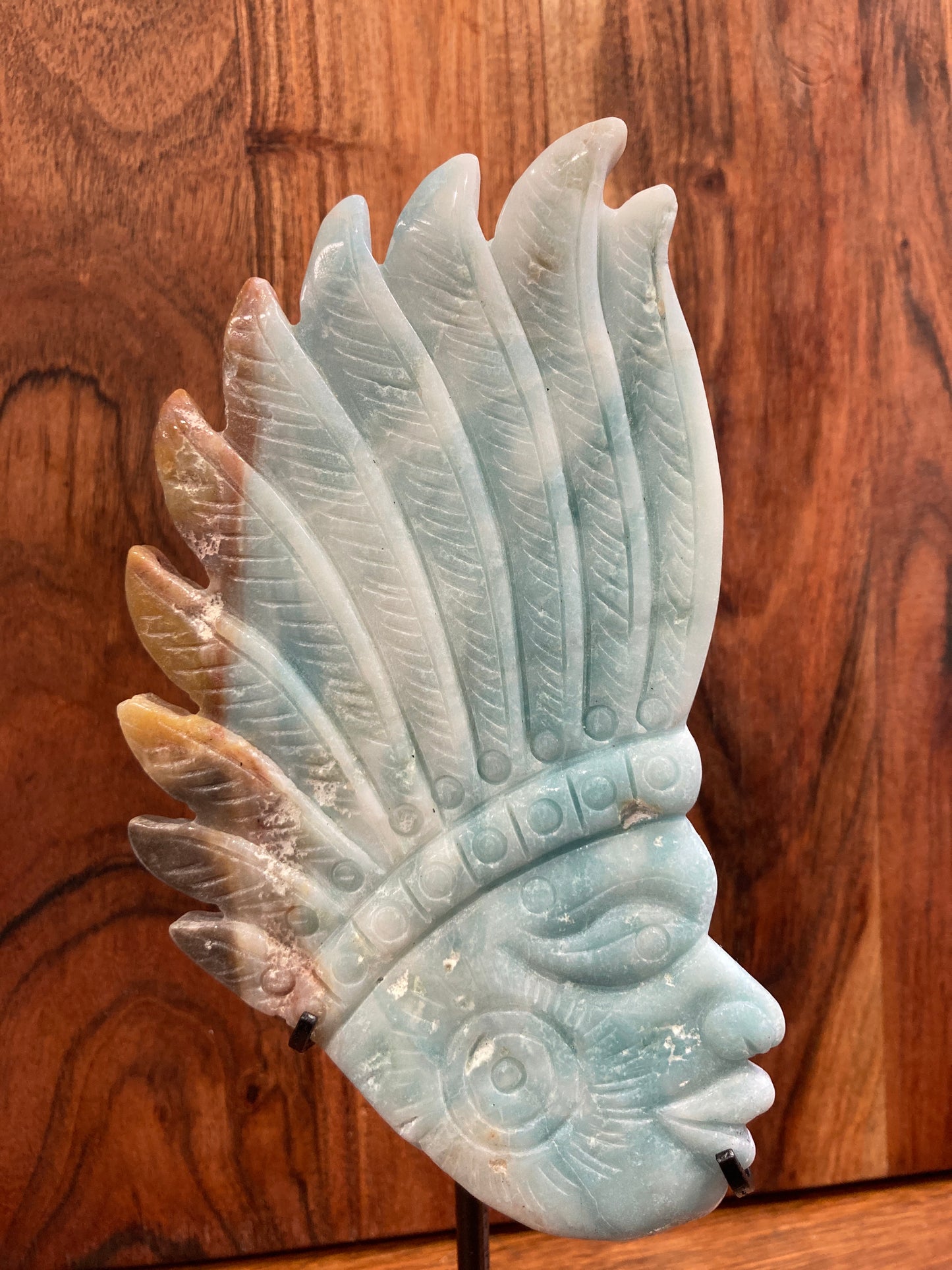 Amazonite Mayan Face Carving