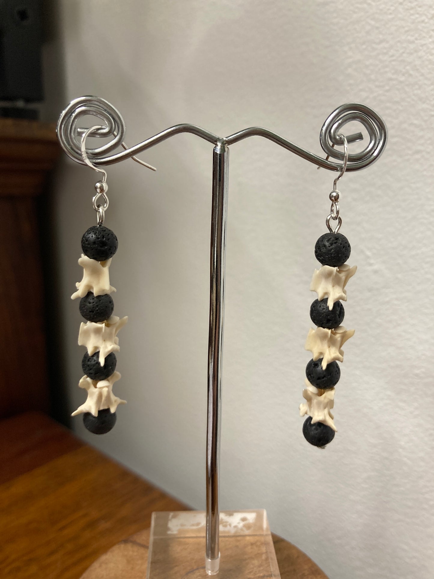 Snake Vertabrae with Lava Earrings