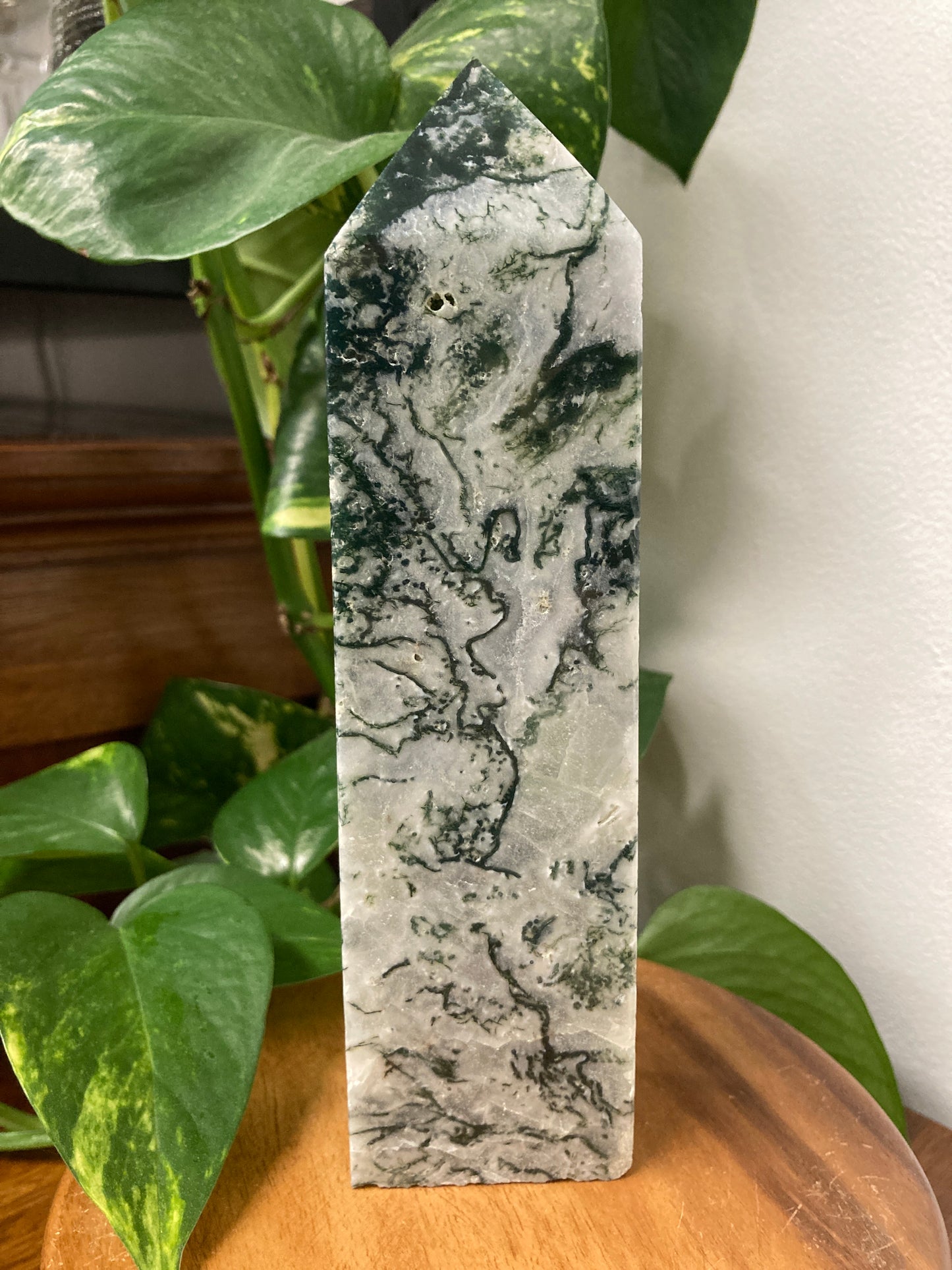 Moss Agate Obelisk