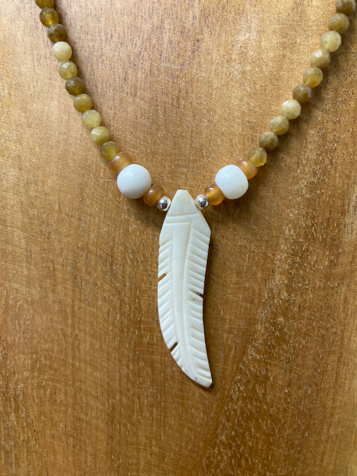Buffalo Bone Feather Necklace