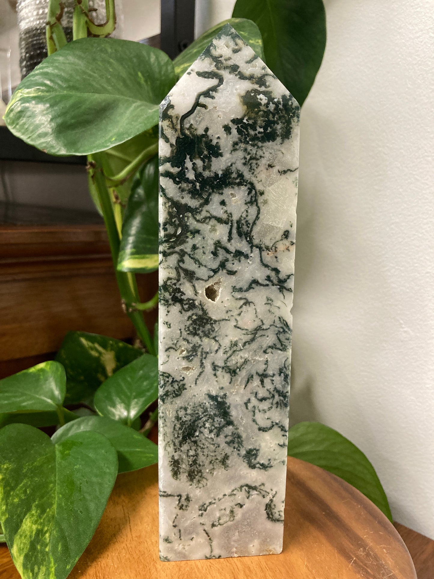 Moss Agate Obelisk