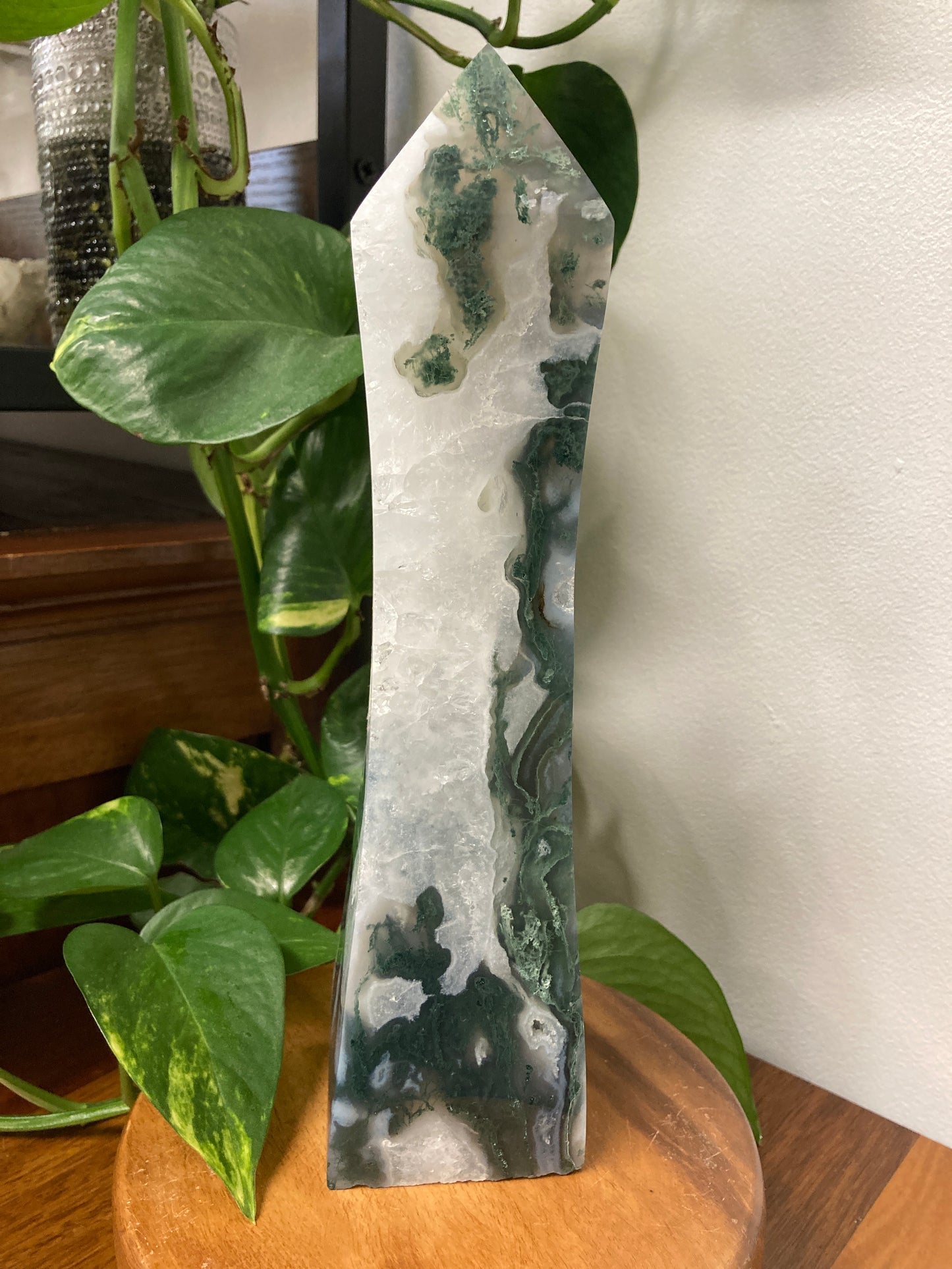 Moss Agate Obelisk