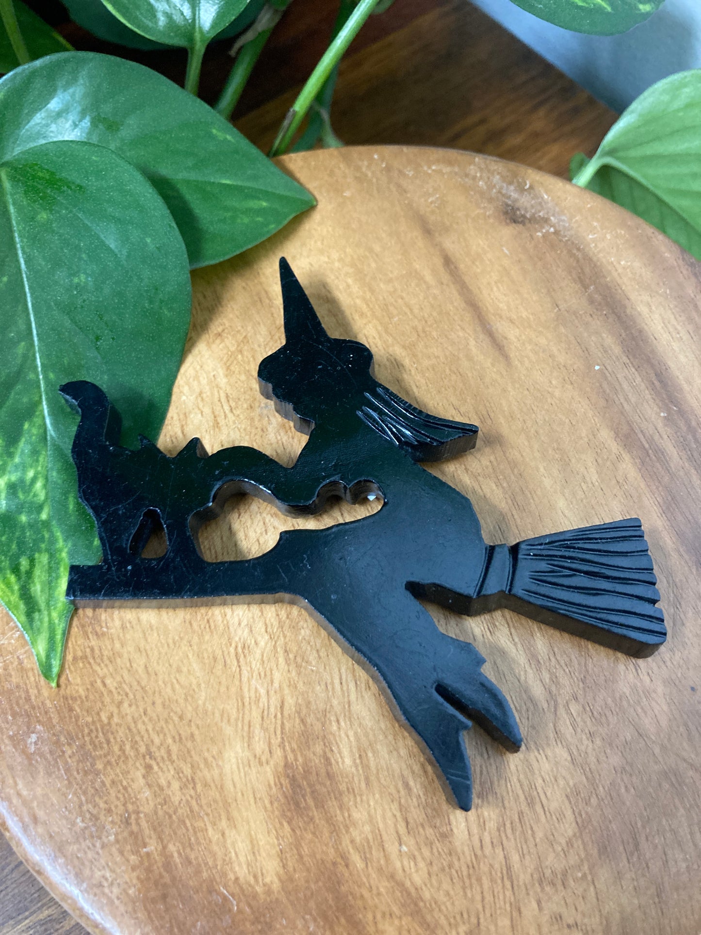 Black Obsidian Witch Riding Broomstick B