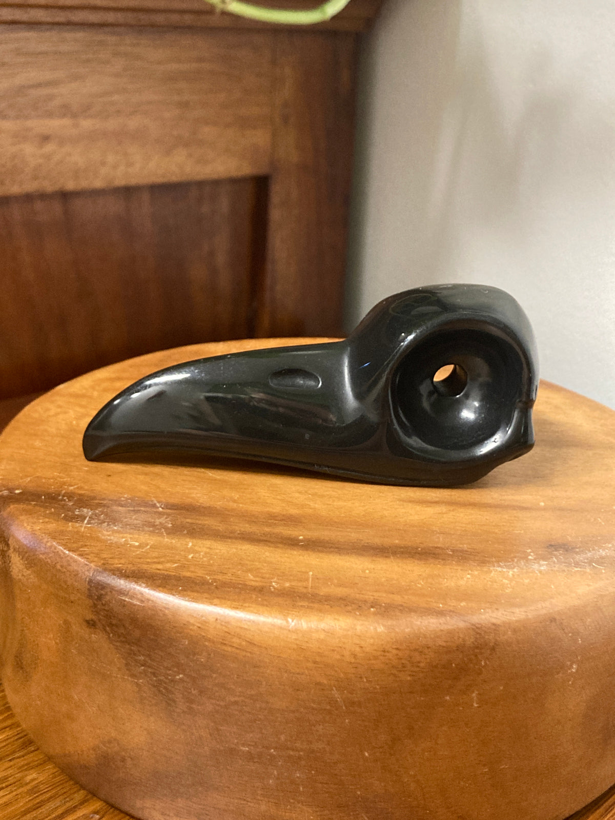 Black Obsidian Crow Skull