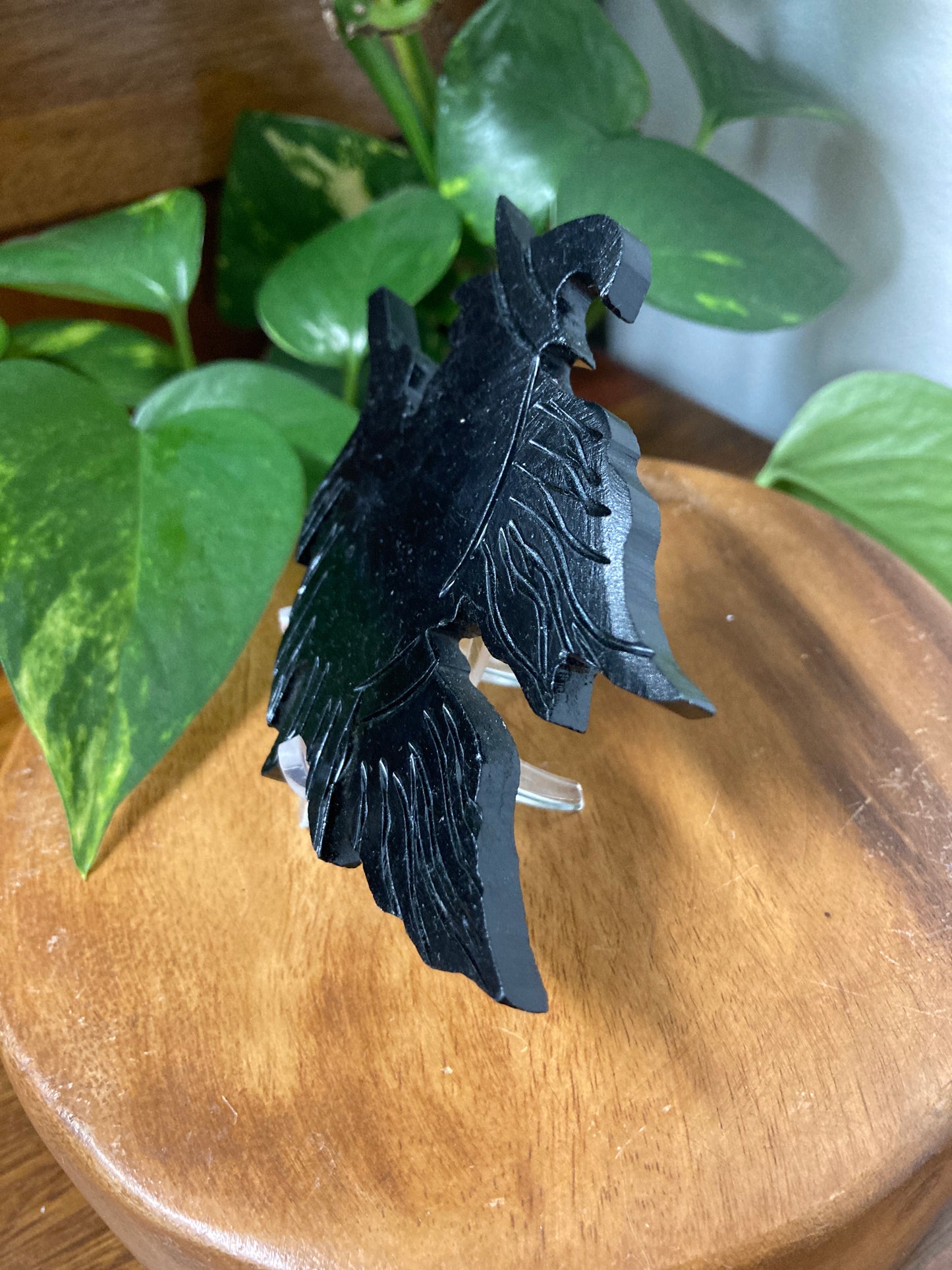 Black Obsidian Witch Riding Broomstick