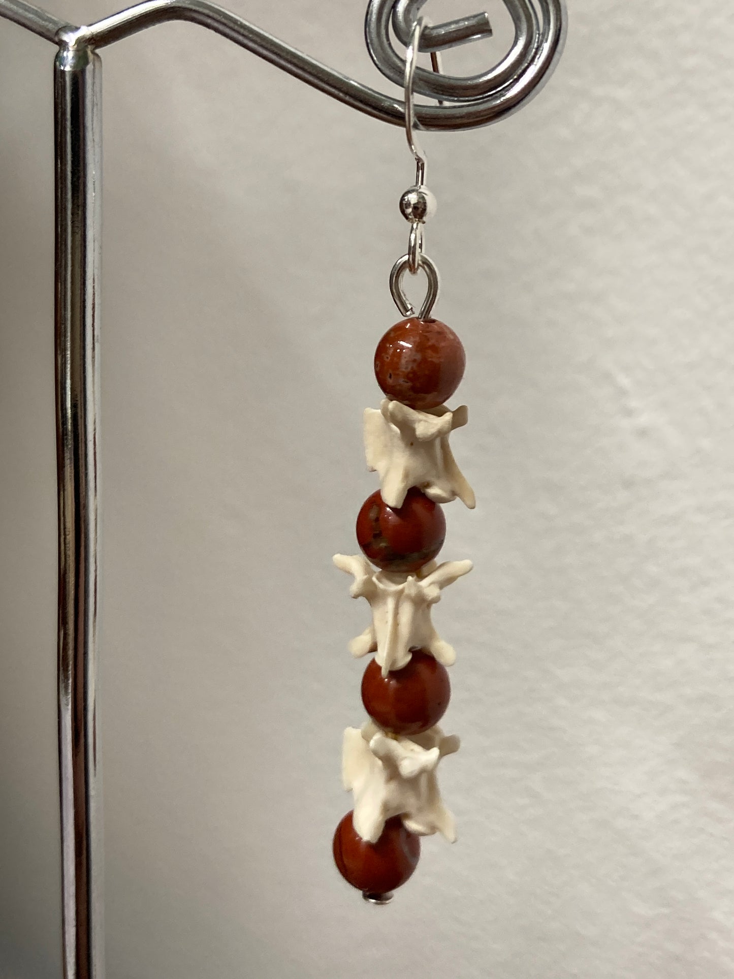 Snake Vertabrae with Red Jasper Earrings