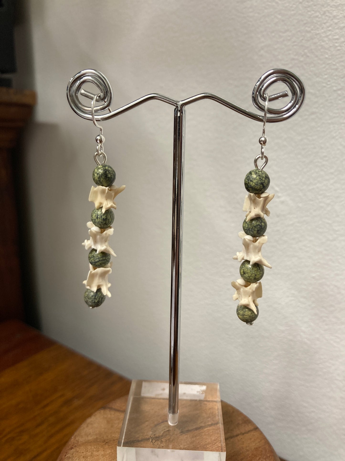 Snake Vertabrae with Snakeskin Jasper Earrings