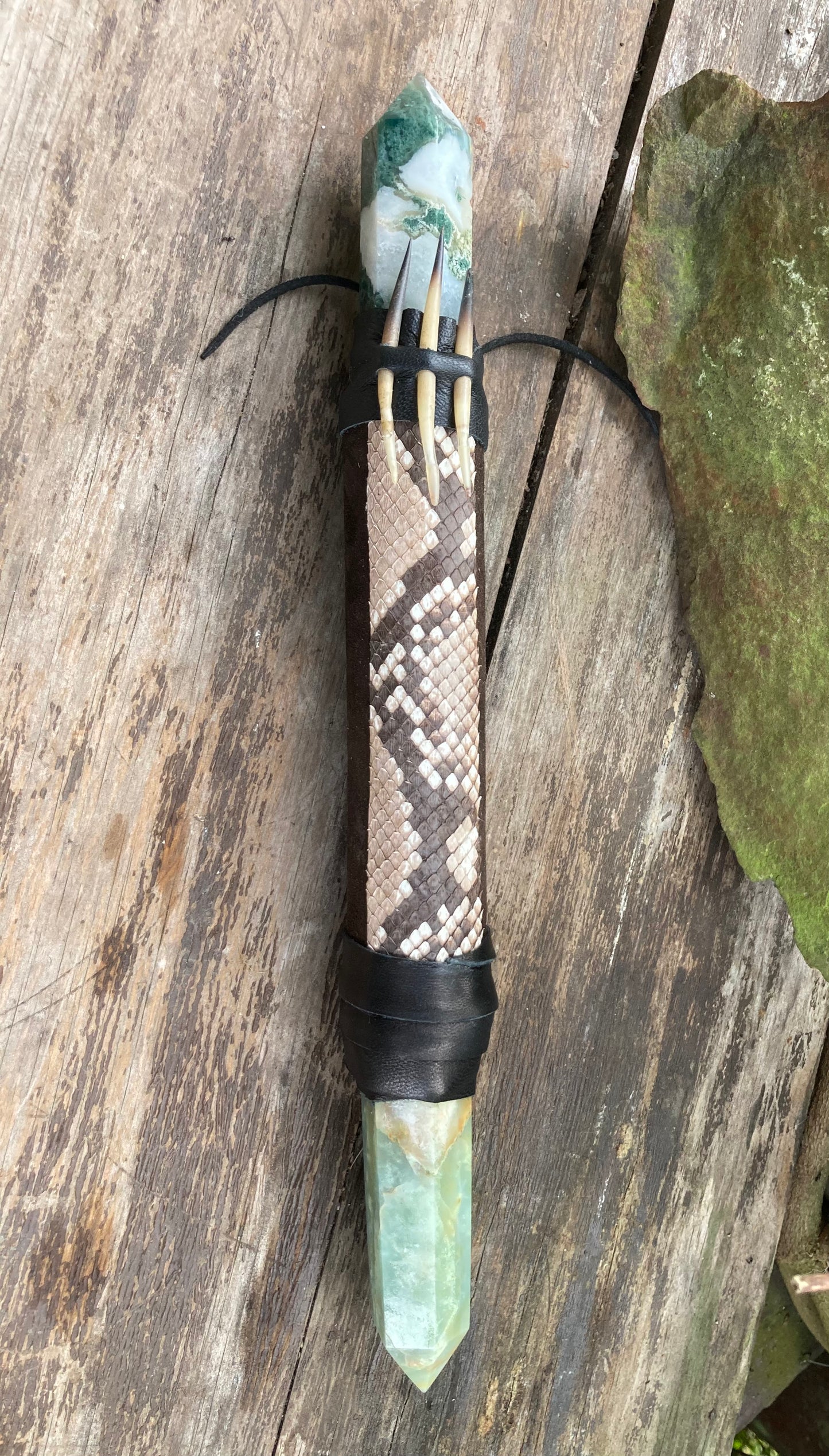 Reticulated Python with Echidna Copper Medicine Healing Tool
